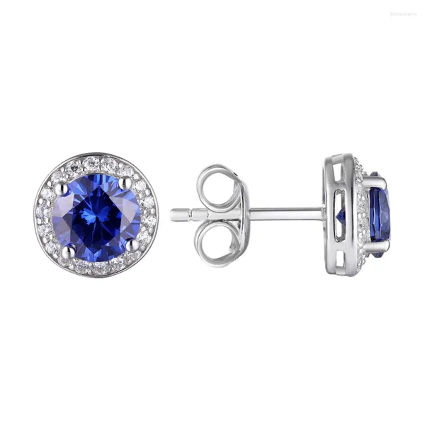 Pendientes de tuerca GZ ZONGFA Original de Plata de Ley 925 para mujer, redondos de 6mm, tanzanita creada, joyería fina de piedras preciosas de 3ct