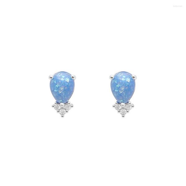 Boucles d'oreilles Hainon luxe bleu opale de feu pour les femmes blanc zircone CZ ovale couleur argent bijoux de mariage