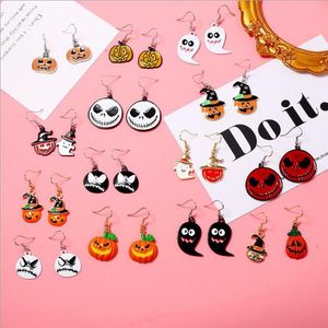 Stud Earrings Halloween Series Collection Originele illustratiestijl Ghost Cartoon Spray Paint Eenvoudig kostuum RoleplayingStud