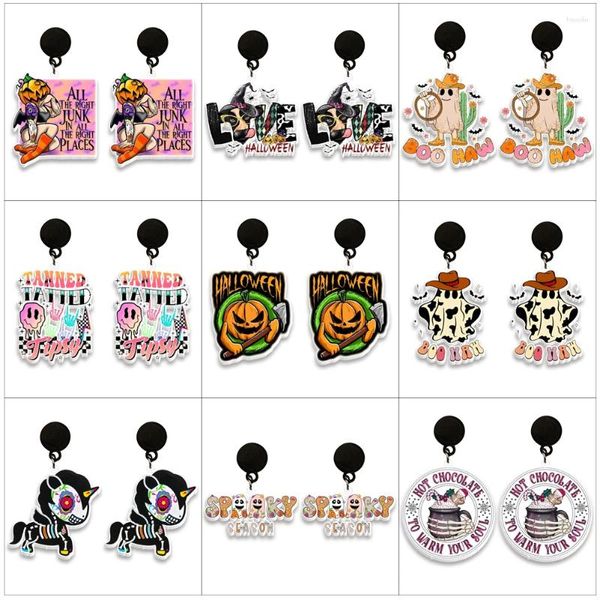 Boucles d'oreilles Stud Halloween Femmes acryliques Black Girls Resin Resin Epoxy Bijoux faits à la main