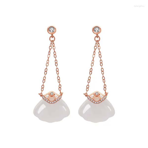 Pendientes de semental Han Hao S925 Sterling Silver Chic en forma de concha para mujeres Accesorios de moda con diseño único