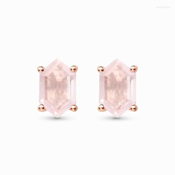 Pendientes de tuerca Han Hao S925 de plata esterlina, diseño único, cristal rosa Ins, joyería de estilo coreano japonés para mujer