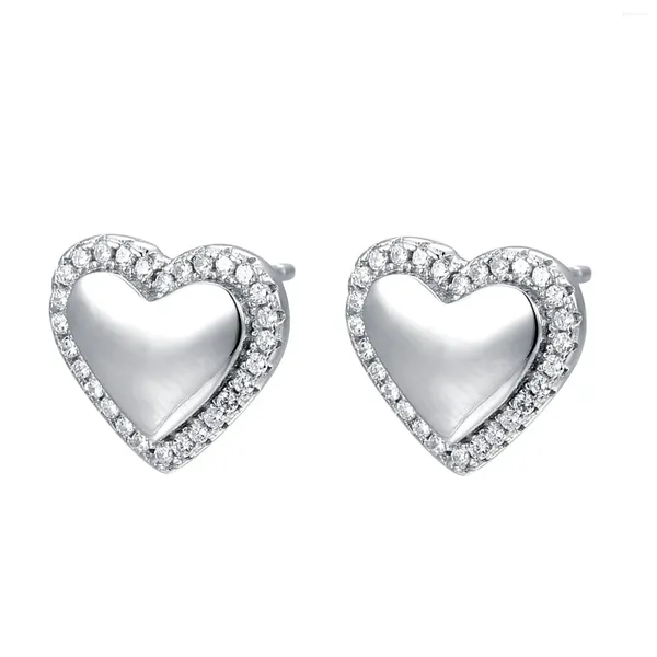 Boucles d'oreilles Han Hao S925 en argent sterling de haute qualité en forme de coeur de style INS incrusté de diamants pour les femmes