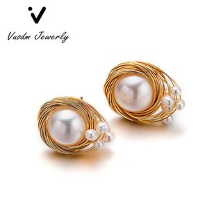 Boucles d'oreilles étalon les boucles d'oreilles de perles vintage personnalisées 14k bijoux simples plaquées or pour les femmes bijoux filles88803735607371