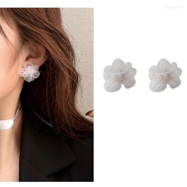 Pendientes de tuerca hechos a mano con forma de gota floral, pendientes colgantes de tela para mujer