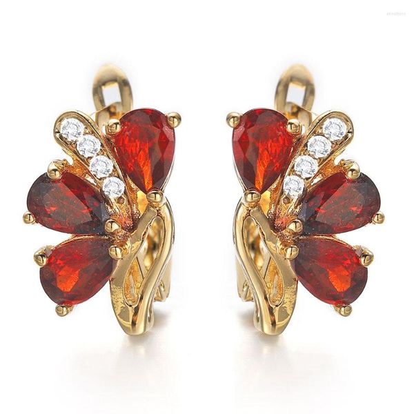 Boucles d'oreilles HANRESHE Cheval Oeil Zircon Naturel Mignon Cadeau Femmes Rouge Bleu Cristal Boucles D'oreilles Bijoux