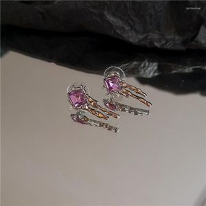 Boucles d'oreilles Harajuku Goth Vintage esthétique géométrique cristal Zircon boucle d'oreille en métal irrégulière pour les femmes Egirl Y2K bijoux accessoires