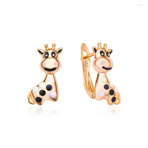 Pendientes de tachuelas Harong Giraffe Drop Parring retro 585 Rose Gold Joya de animales encantadores Accesorios diarios Día de la Madre