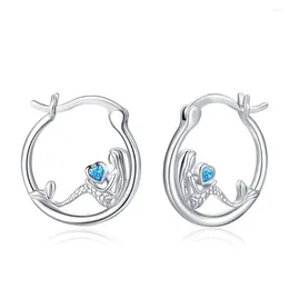 Stud-oorbellen Harong Little Mermaid Hoop Earring Exquise Luxury Mooie zilververmeld sieraden voor meisjesvrouwfilm Fans Cosplay Gift