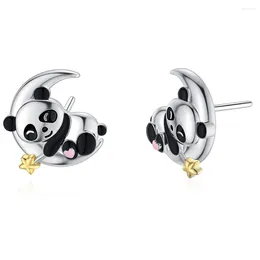 Boucles d'oreilles Harong Panda lune pour femmes, luxe, croissant, demi-Animal, Design, fête pour filles, petit cadeau d'anniversaire et de noël