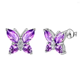 Boucles d'oreilles harong shining cristal beurre oreille belle luxueuse de haute qualité pourpre zircon oreilles