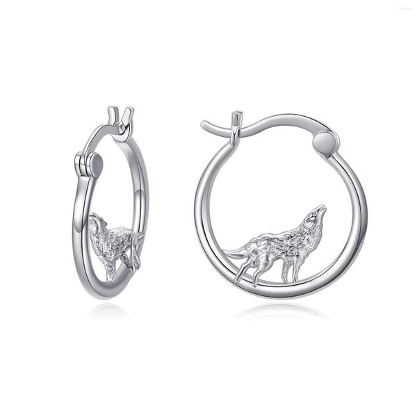 Boucles d'oreilles Harong Wolf Hoop Fshion exquis méticuleux couleur argent asymétrique Animal boucle d'oreille pour fille femme fête bijoux