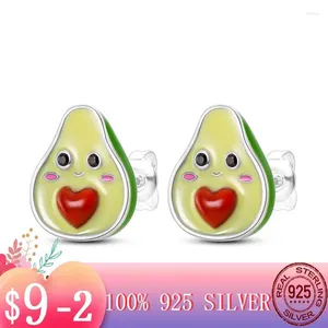 Boucles d'oreilles Sald Life Belle Avocado Fruit Color émail pour les adolescents FILLE GILLE Silver Bijoux Gift Hiver