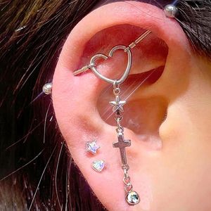 Stud Oorbellen Hart Oorketting Studs 16g Industriële Piercing Sterkraakbeen Tragus Conch Kwab Oorbellen Dubbel/Drie Doorboord