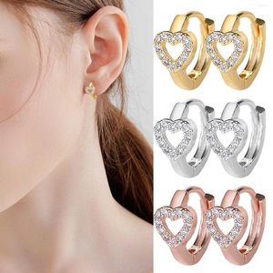 Boucles d'oreilles coeur pour femmes plaqué or, bijoux tendance en zircone cubique, boucles d'oreilles pour la saint-valentin, vestes, clous