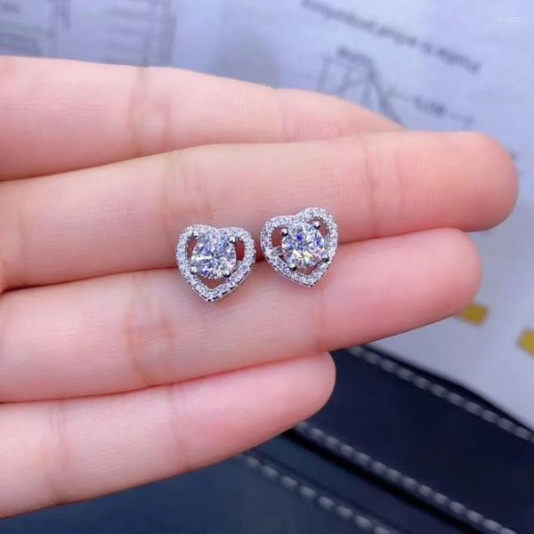Boucles d'oreilles coeur Moissanite femmes 925 argent Sterling brillant gemme mieux que le diamant cadeau GRA certificat bijoux