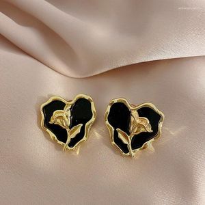 Boucles d'oreilles à goujons Rose pour femmes couleur noire amour couple cadeaux tendance coréenne simple mignon mignon accessoires de bijoux romantique oreille