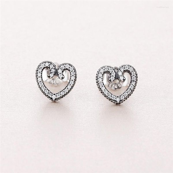 Boucles d'oreilles Stud Swirls Fashion 925 STERLING Silver For Women Charm Jewelry Clear Cz Crystal Girls Love