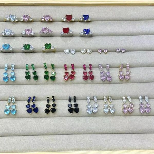 Boucles d'oreilles HECHENG 40% de réduction grande vente coeur pour les femmes coloré cubique zircone mariage fiançailles bijoux de mariée