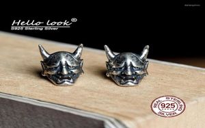 Pendientes HelloLook de plata 925 con calavera gótica, pendiente Prajna de plata esterlina desgastada Vintage, joyería para hombres, pendientes 6021910