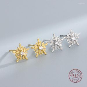 Stud -oorbellen Hallo man 925 Sterling Silver Korea Sneeuwvlok Zirkon vrouwen textuur persoonlijkheid bruiloft sieraden cadeau