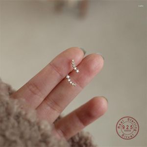 Pendientes de botón HI MAN 925 Plata de ley Gradiente Trigo Zircon Mujeres Encanto Versátil Joyería para el día a día