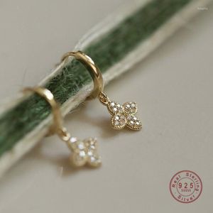 Pendientes de tuerca HI MAN S925 plata esterlina temperamento coreano Retro microincrustaciones flor de circón mujeres exquisito regalo de joyería