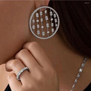Stud-oorbellen Hibride Fashion Cubic Zirconia Brilliant Elegand Circle Round Big For Women Earring Sieraden E-534