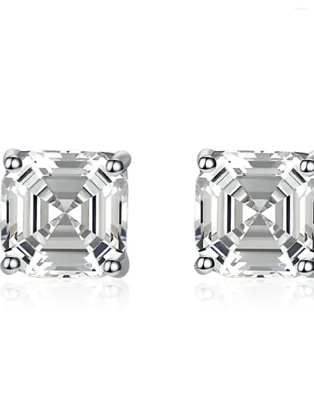 Boucles d'oreilles en argent Sterling 925, diamant à haute teneur en carbone, Simulation de Jade, taille princesse carrée, petits bijoux de mariage, vente en gros