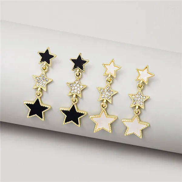 Pendientes de tuerca con colgante de tres estrellas de cristal de alta calidad para mujeres y niñas, dijes geométricos de moda, joyería para las orejas, regalos de fiesta