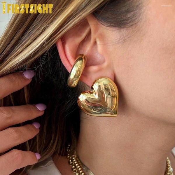 Boucles d'oreilles étalon polies de 35 mm d'épaisseur grande taille lisse en métal lisse de mode or couleur or beaux bijoux de charme pour femmes