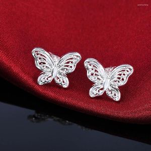 Pendientes de tuerca de Plata de Ley 925 de alta calidad, bonitos tachuelas de mariposa para mujer, joyería para fiesta y boda, regalos de navidad