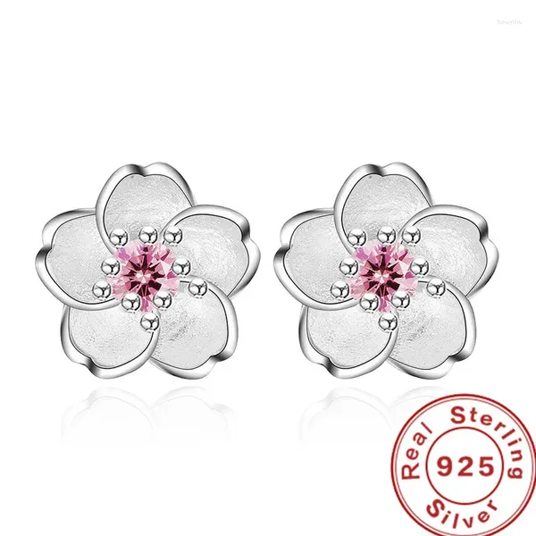 Boucles d'oreilles de haut niveau 925 argent sterling Bauhinia Plum Blossom Zircon pour filles Guérissement de bijoux de bijoux de bijoux