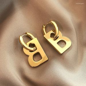Boucles d'oreilles de haute qualité lettre B goutte pour femmes, tendance, élégant, coréen, minimaliste, couleur or argent, bijoux de déclaration, cadeau