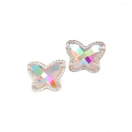 Boucles d'oreilles de haute qualité multicolore petit papillon 3D résine géométrique Bling paillettes Mini Druzy pour les femmes