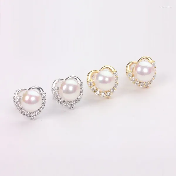 Pendientes de tuerca de alta calidad, perlas redondas naturales de agua dulce, pendientes de plata pura de 5-11mm, minimalistas HBB93