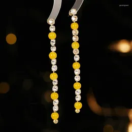 Ohrstecker, hochwertige, personalisierte Zirkon-Perlenkette, lange Ohrstecker für Damen, Modeschmuck (DJ2470)