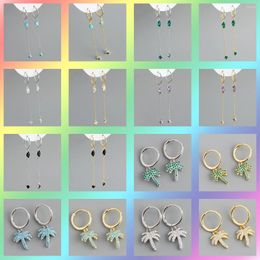 Boucles d'oreilles en forme de cocotier en Zircon coloré, de haute qualité, auto-conçues, breloque Simple et à la mode, cadeaux illimités pour femmes