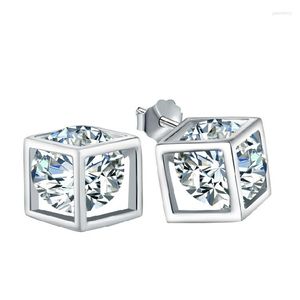 Boucles d'oreilles à tige accessoires de style de haute qualité boîte de bonheur cubique couleur argent Zircon CZ pierre boucle d'oreille bijoux incroyables