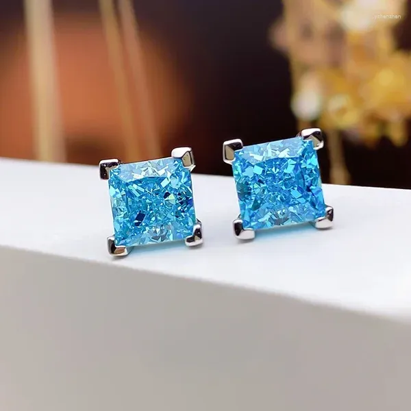 Pendientes de tuerca con corte alto de Ding rojo, Plata de Ley 925, diamante de carbono de 1 quilate, 2 joyas de boda cuadradas de princesa al por mayor