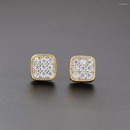 Boucles D'oreilles Hip Hop 8 MM Carré Pour Femmes Hommes Iced Out Bling Micro Full Pave Strass CZ Pierre Boucle D'oreille À La Mode Bijoux OHE127