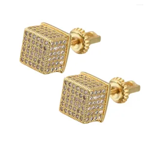 Stud -oorbellen Hip Hop Micro verhard Czirconia Stone Bling Iced Out Square Earring For Men Women Rapper Sieraden Geschenken Drop