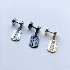 Stud Oorbellen Hip-Hop Rock Cool Persoonlijkheid Blade Hanger Barbell Voor Mannen Vrouwen Goud Zwart Zilver Kleur Oorbel Sieraden