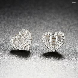 Boucles d'oreilles Hiphop coeur cristal pour femmes Hippie cubique Zircon Cartilage bijoux de fête accessoires de mariage OHE130