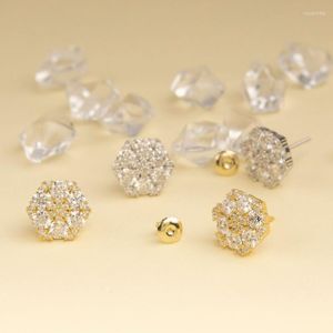 Boucles d'oreilles clous Hiphop Iced Flower Moissanite Diamond Screwback 14k Gold Plated 925 Silver Pass Gift