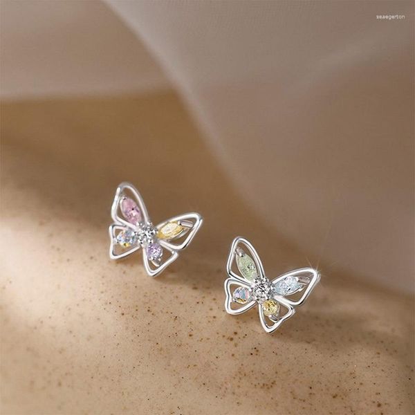 Boucles d'oreilles étalon creux papillon coloré de boucle d'oreille de zircon pour femmes accessoires d'oreille de girls de mariage bijoux