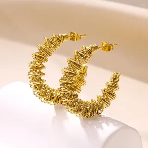 Boucles d'oreilles à ressorts en métal creux pour femmes, bobine en forme De C, flocon De neige papillon, Aretes De Mujer, Bijoux tendance, Bijoux minimalistes