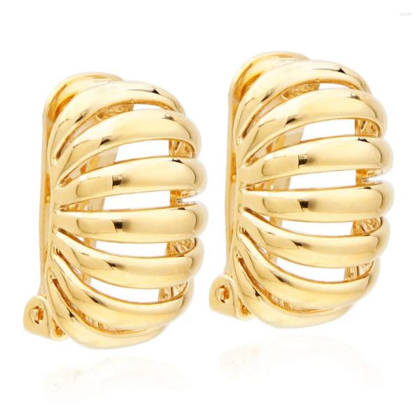 Boucles d'oreilles goujons Stripe Round Round State Gold plaquée oreille pour oreilles non percées bijoux boucle oreille femme