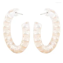 Boucles d'oreilles en forme de C en résine acrylique, boucles d'oreilles pendantes pour femmes et adolescentes, couleur blanche, cadeau