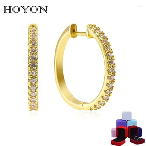 Stud-oorbellen Hoyon 18K gouden kleur volledige diamant zirkoon koper grote ronde vrouwen 2024 sieraden sieraden enkele rij microset voor kantoor